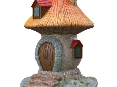 Mushroom Fantasy House Low-poly 3D model