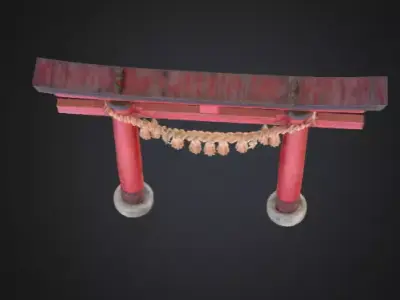 Realistic shrine torii gate 3D model