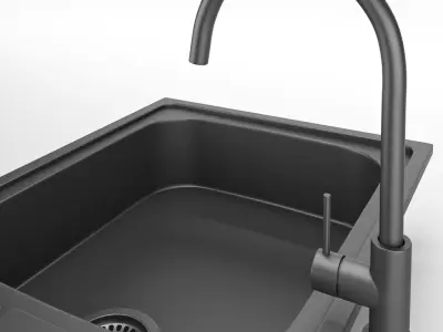 black kitchen sink  3D model