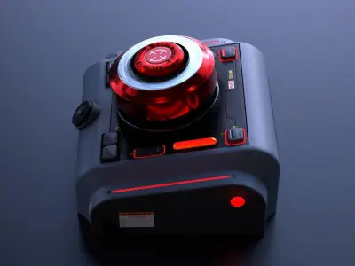 Sci-Fi Red Button V2 Low-poly 3D model