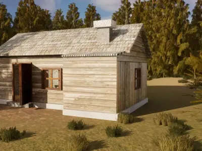 old small house Low-poly 3D model