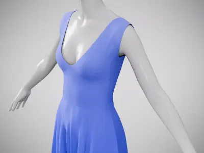 Dress 21 Very Light Blue Low-poly 3D model