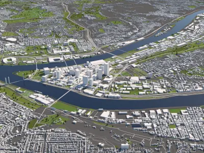 Pittsburgh 50x50km 3D City Map 3D model