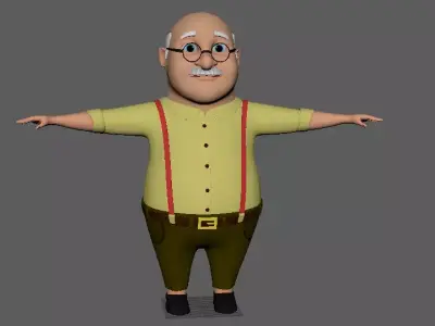 Cartoon Old Man  Character 3D Model Low-poly 3D model
