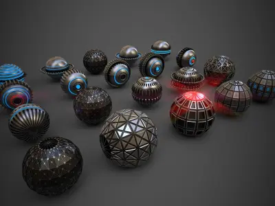 Sci-Fi Sphere Collection Metal One Low-poly 3D model