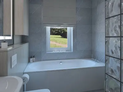 Beautiful shower room with a glass wall 3D model