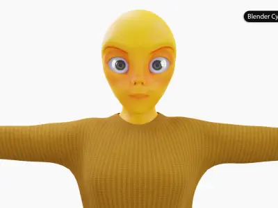 Cute Alien Female Character 3D model