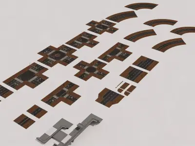 Crossroads Street Road Series 3D Model Low-poly 3D model