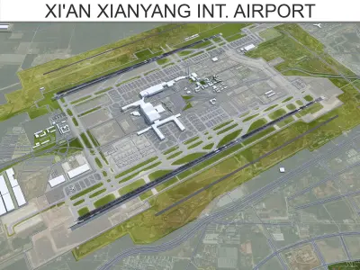 Xi an Xianyang International Airport Low-poly 3D model