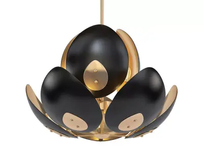 Lotus gold flower pendant light 3D model