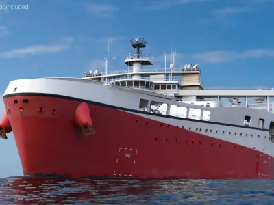  Seismic Research Vessel with Helideck White and Red 