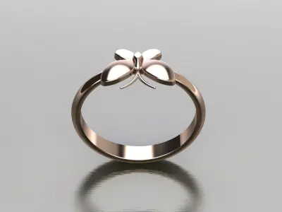 Light Gold Butterfly Jewelry Ring Diamond 3D model