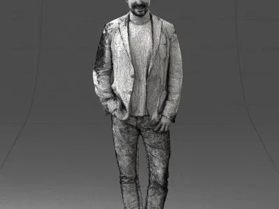 000391 Male Character in Casual Blazer Outfit Low-poly 3D model