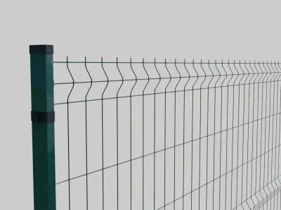 Metal Green Fence lowpoly 3D model  Low-poly 3D model