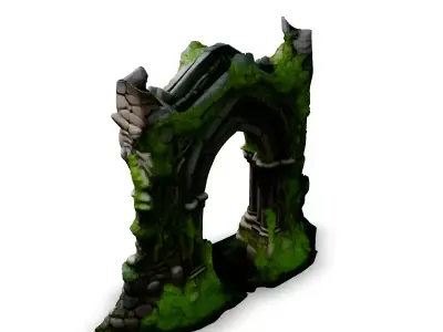 Ancient Ruined Stone Archway Low-poly 3D model