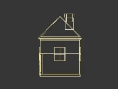 House Low Poly door with four panels Low-poly 3D model