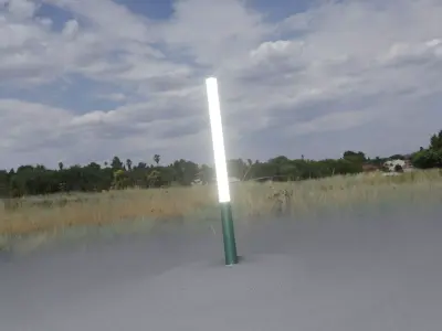 Low-Poly Moss Green Light Column 28 - Street Light Set-9 Low-poly 3D model