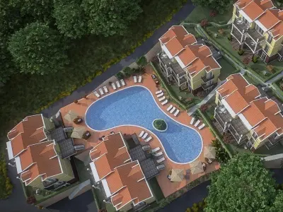 Housing Complex Low-poly 3D model