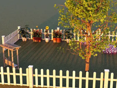 Garden Park Low-poly 3D model