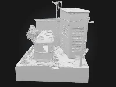 Abandoned Tram Diorama  Rusted Memories on Forgotten Rails 3D model