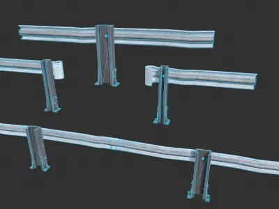 Road Fence Low-poly 3D model