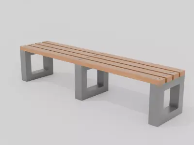 Outdoor Wooden Bench 4 Low-poly 3D model