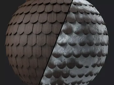 Roof Tile Materials 83- Wooden Roofing By Sbsar Seamless Pbr Texture