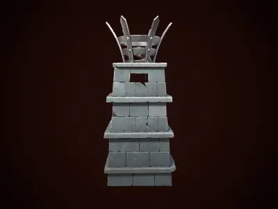 Stylized torch column Low-poly 3D model