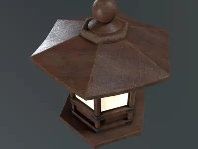Japanese hanging lamp Low-poly 3D model