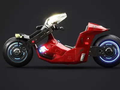 Futuristic Cyberpunk Motorcycle Sci-Fi Bike Neon City  Low-poly 3D model