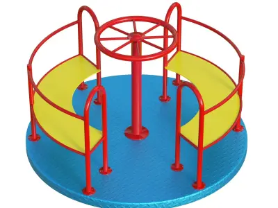 Playground Merry Go Roundabout Low-poly 3D model