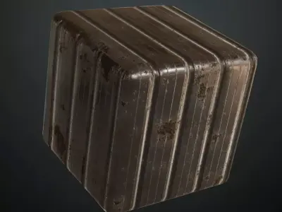 Horizontal Ribbed Galvanized Steel PBR Seamless Texture