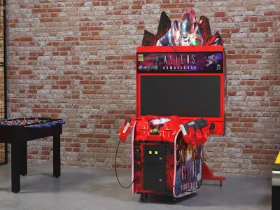  Arcade Game Machine Aliens Armageddon Off State Rigged for Cinema 4D 