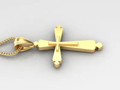 Light Gold 18K Cross Pendant 2CP049 3D print model