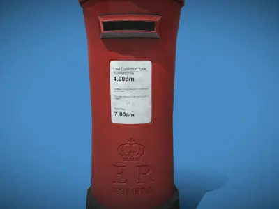 Stylized London UK Letter Box Low-poly 3D model