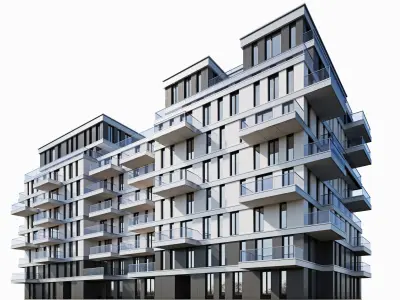 Modern residential building 10 3D model