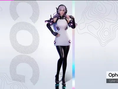 Cyber Operator Girl Ophelia - Game Ready Low-poly 3D model