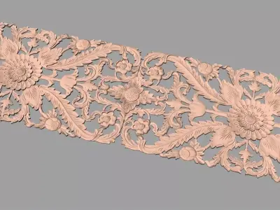 Door design 3D relief model STL format file for CNC carving E664 3D model