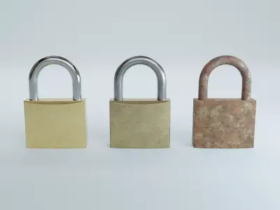 Padlock two metal padlocks 3D model