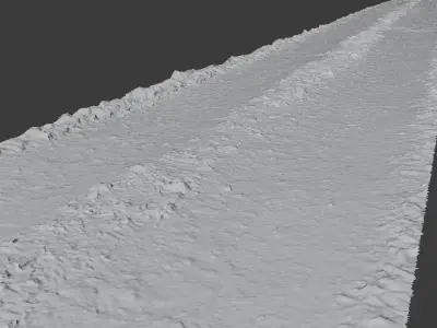 real winter countryroad Low-poly 3D model