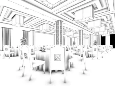 Business Restaurant - Coffee - Banquet  190 3D model