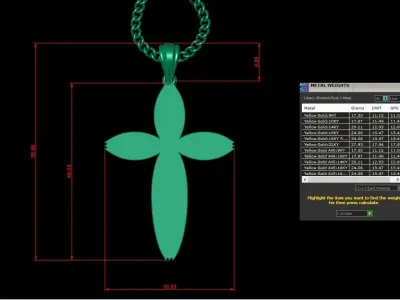 Light Gold 18K Cross Pendant 1CP086 3D print model