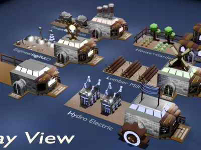 Buildings Game Asset Pack Low-poly 3D model