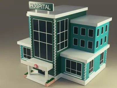 Hospital building Low-poly 3D model