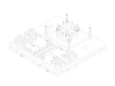 Cartoon Low Poly Taj Mahal Landmark Low-poly 3D model