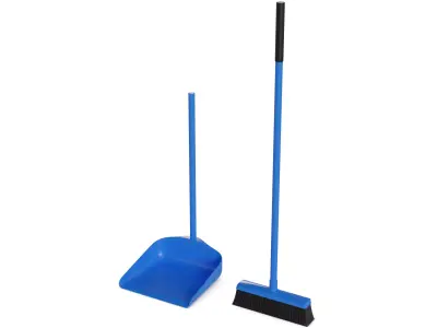 Brooms mops and window squeegees Broom and Dustpan Set Low-poly 3D model