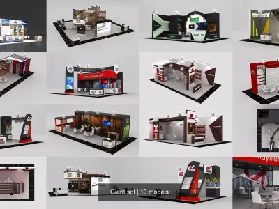 Giant set exhibition stand design for company 3D Model Pack