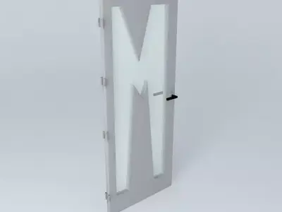 Letter M 3D door very detail with glass lock and hinger Free 3D model