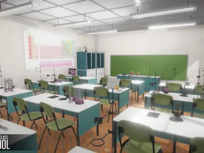 Chemistry Class - School Low-poly 3D model