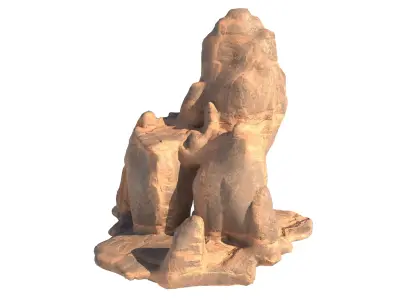 Red sand cliff Low-poly 3D model